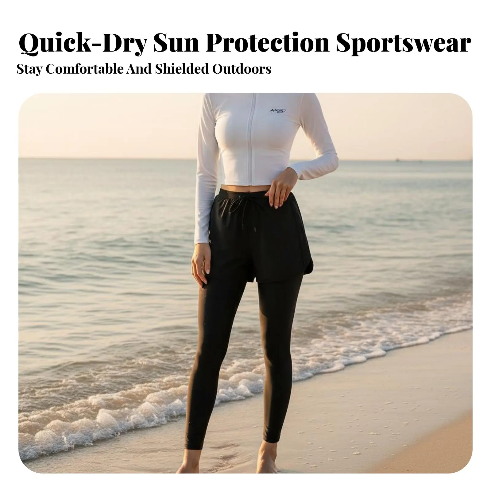women's Protection Aquatic Top Quick-Dry Pair Matching Sun Shirt Two-Piece Wetsuit High Elasticity Long Sleeve Sun Shirt