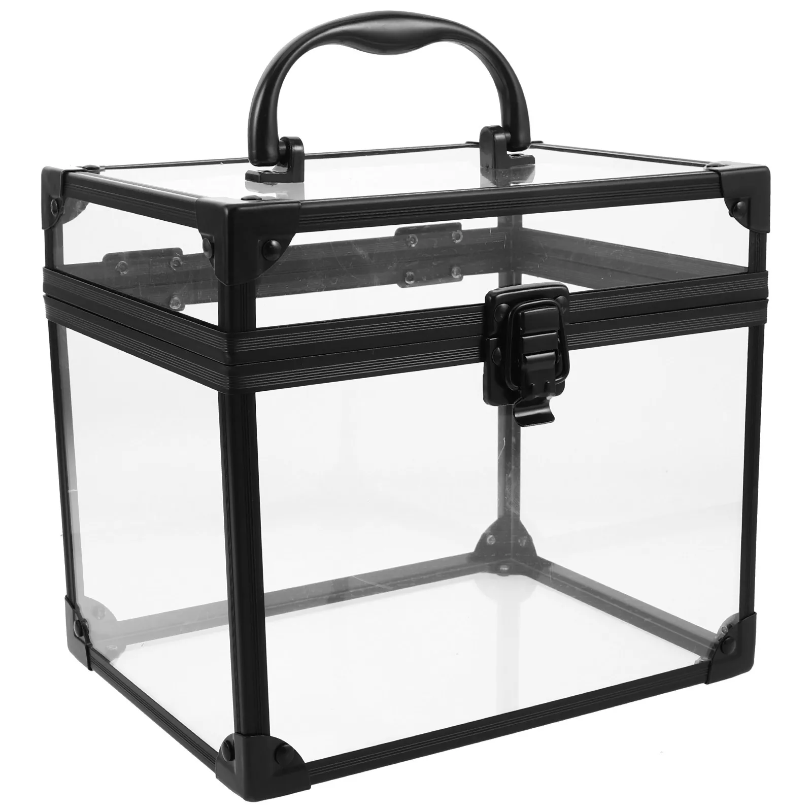 

Vinyl Record Storage Box Acrylic Record Holder Case with Carry Handle for Home Desktop Album Organizer Dust-Proof Clear Storage