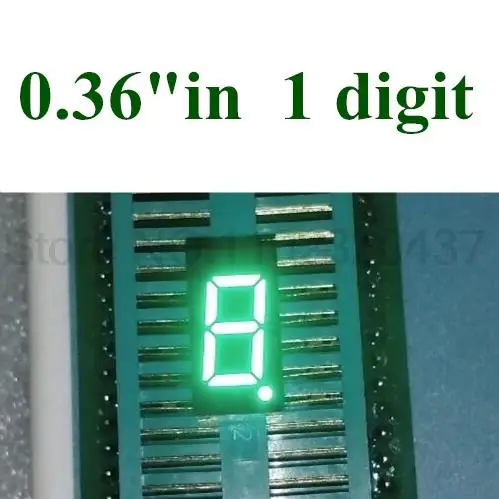 

20PCS/LOT 0.36" 0.36in 7 Segment Pure green LED Display Digital Tube Common cathode 0.36 inch 1 Bit digital tube