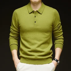 7 Colors Business Men's Sweater Knitwear Autumn Winter Casual Lapel Buttons Polo Shirt Korean Fashion Male Tops Pullover New