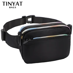 TINYAT Women Waist Bag Shoulder Fanny Pack Phone Money Cash Light Sports Man Women Belt Bag Colors Zipper Fashion Waist Pack Men