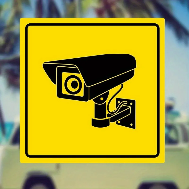 1PC/4PCS Safety Camera Pattern Waterproof Vinyl Motorcycle Stickers, Warning for Fuel Tank Scooter Car Window Bumper Decor