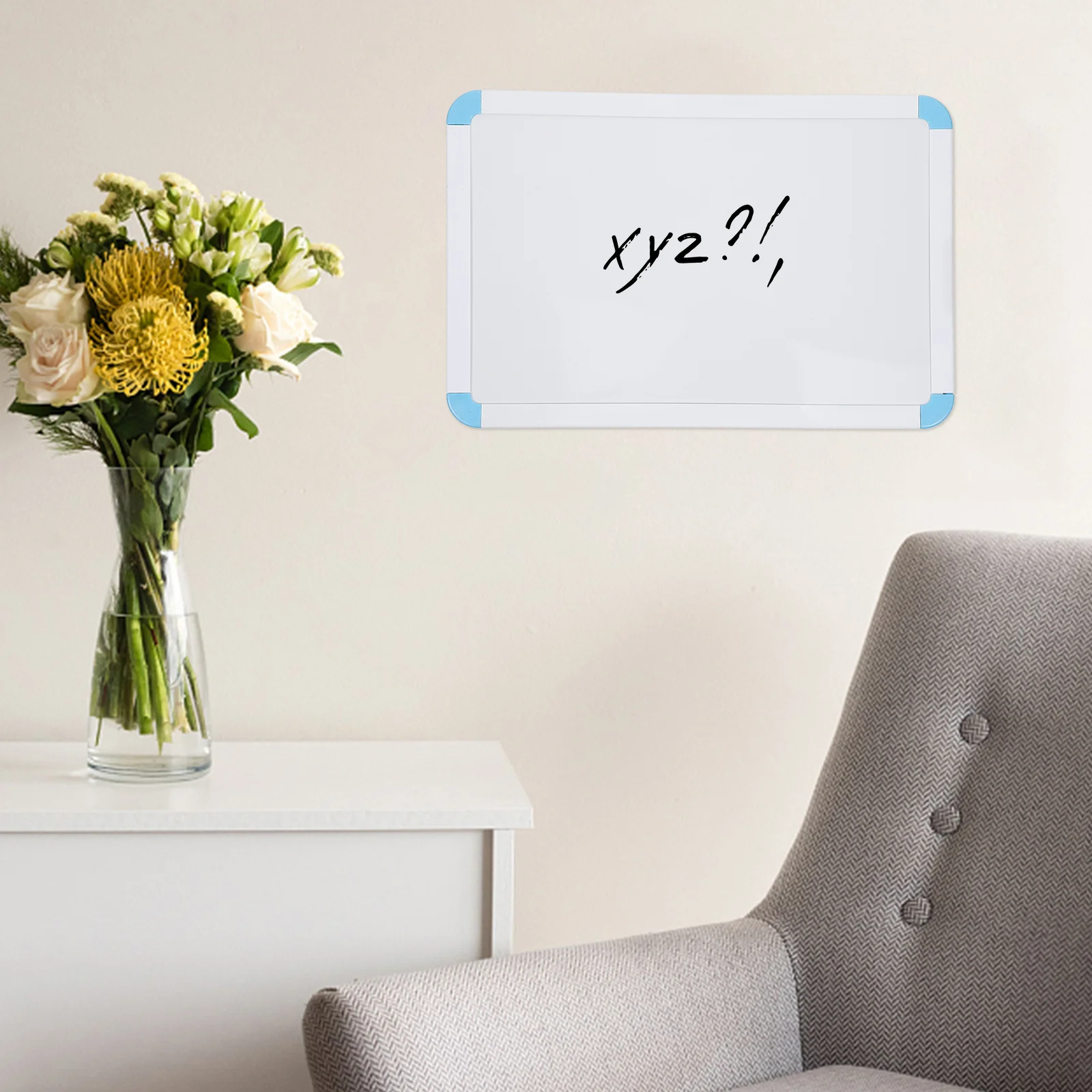 سبورة بيضاء مغناطيسية قابلة للمسح الجاف، لوحات كتابة معلقة باللون الأزرق للأطفال على الحائط