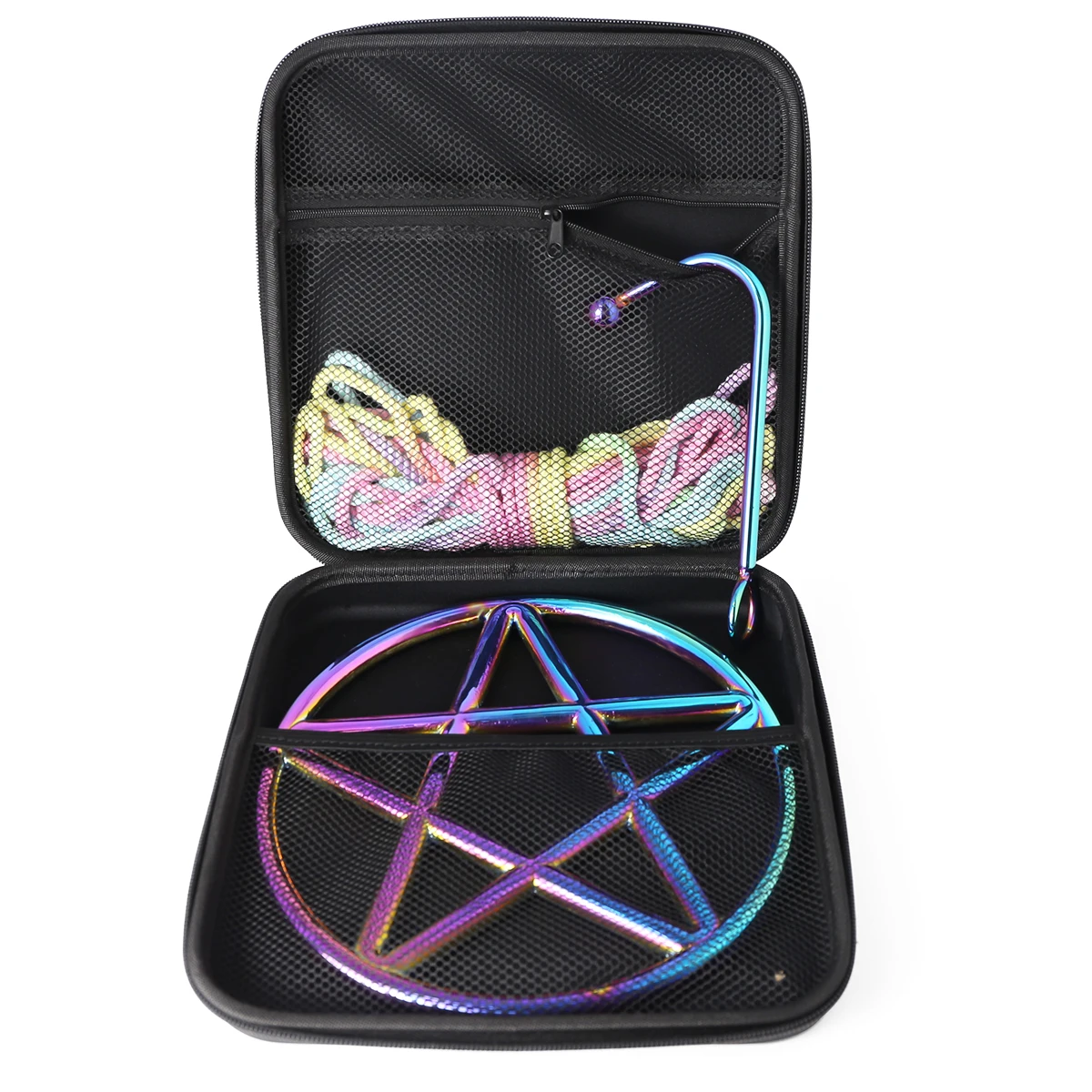 

Rainbow Pentagram Shibari Bondage Suspension Ring Stainless Steel Artistic-erotic Suspension Metal Ring Chasitity Rope Base Set