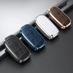 Aluminum Alloy Leather Car Key Case Cover for Jeep Renegade Compass Grand Cherokee Chrysler 300C Wrangler Dodge Journey