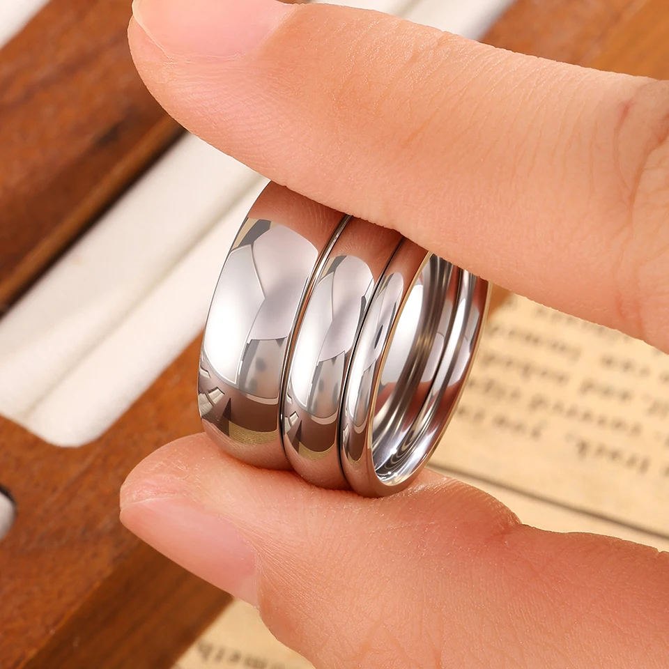 New Fashion Simple Smooth Stainless Steel Ring For Women And Men Classic Couple Rings Wedding Engagement Jewelry