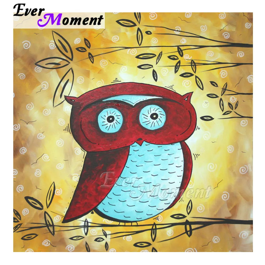

Ever Moment Diamond Painting Decoration Owl Branch Wind 5D DIY Square Round Drill Mosaic Embroidery Bead Artwork ASF1738