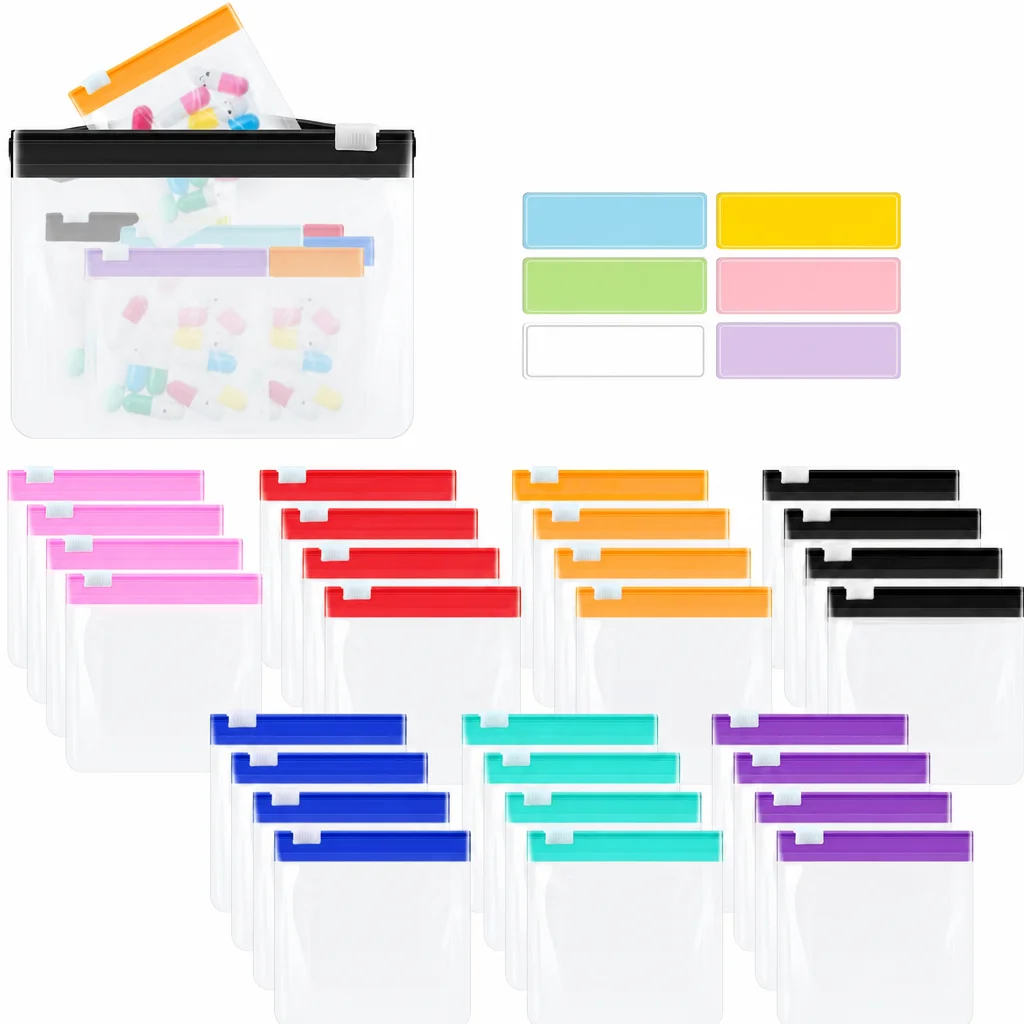 Daily User Pill Organizer Bags Portable Travel Vitamin Pouches Waterproof EVA Zipper Storage Case with Labels Durable