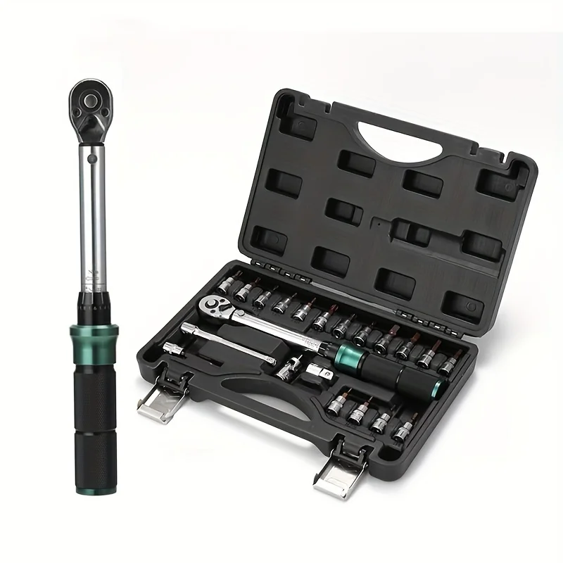 2-24N.m Precise Double Scale Torque Wrench Set MTB Bike Socket Spanner Bicycle Motorcycle Ratchet Repair Toolbox Accesories Kit
