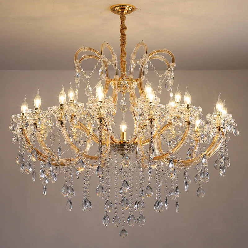 

Modern Maria Theresa Crystal Chandelier Light Fixture Hanging Lamp Large Lustres Luminaires D110cm H100cm 25L Candle Chandelier