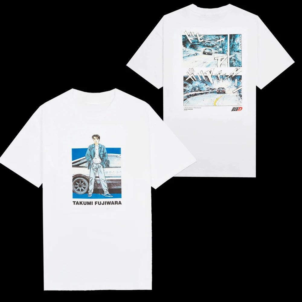 Pop 1995 Initial D Comic Movie Collaboration Japanese Retro Vintage Print Short T-shirt