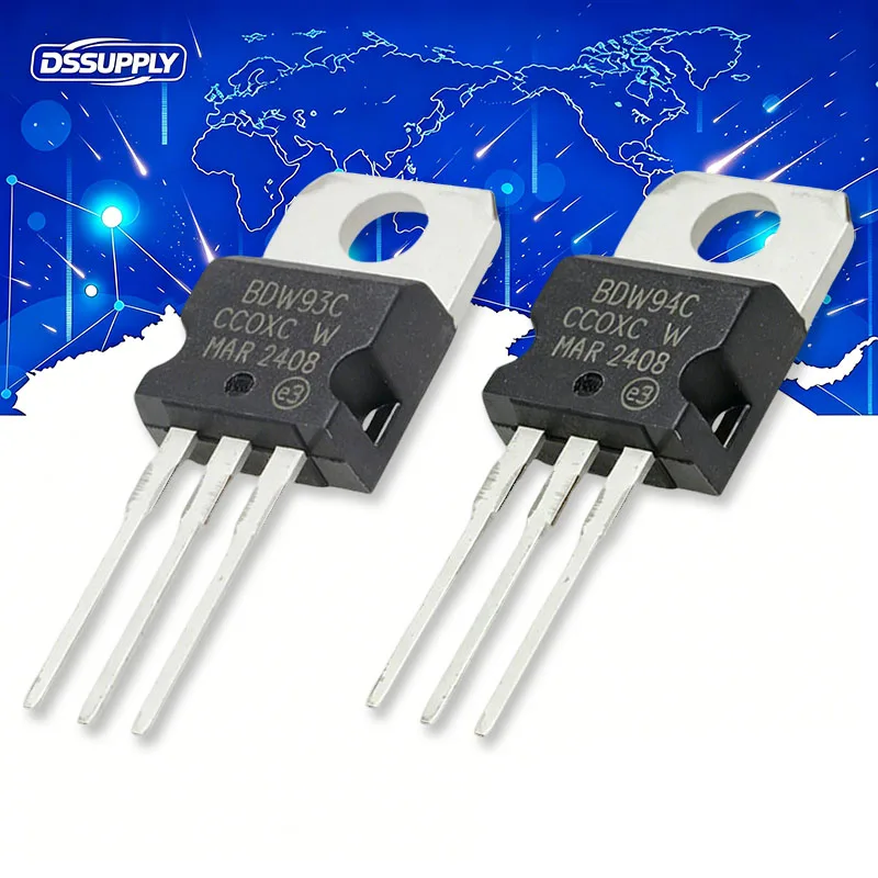 10PCS/LOT BDW93C BDW94C 5 pares TO220 (5 piezas BDW93 + 5 piezas BDW94) Transistor Darlington TO-220