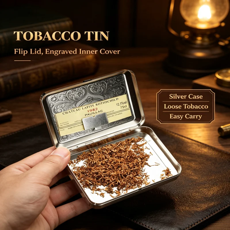 Metal Standard Capacity Tobacco Box Horizontal Built-in Clamp 4-in-1 Multi-Purpose Structure Outdoor Smokers Trendy Smoking Tool