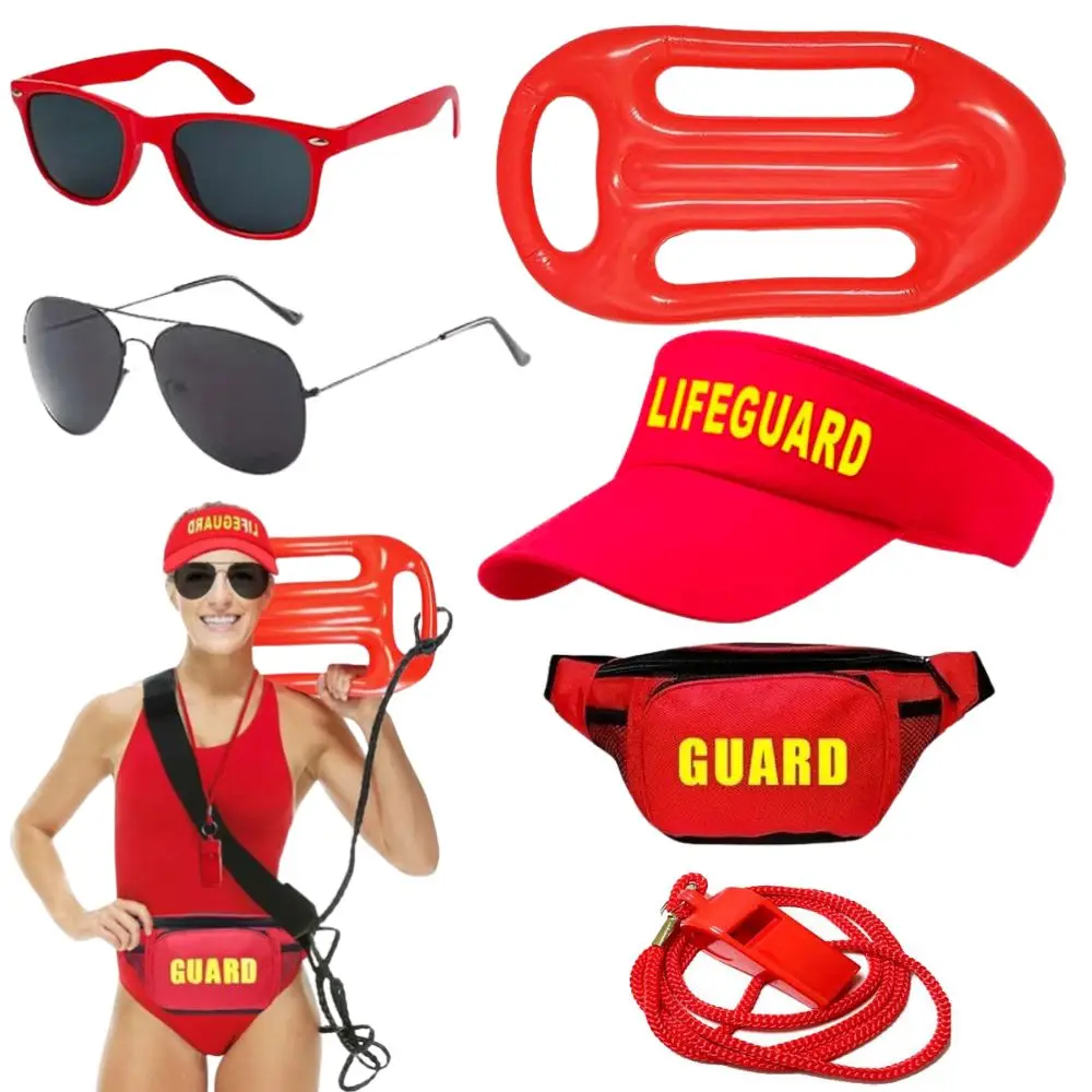 CJ باركر تأثيري Baywatch زي الملحقات نفخ غطاء لوح نظارات الخصر حقائب النساء الرجال هالوين كرنفال الدعائم الطرف