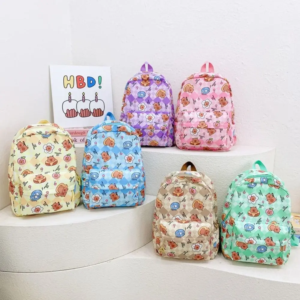 Hochwertiger Capybara-Rucksack aus Nylon, Größe S/L, Capybara-Schultasche, wasserdicht, leicht, Büchertaschen für Kinder