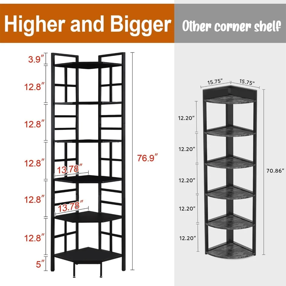 Corner Shelf,Tall Narrow Bookshelf 76.9