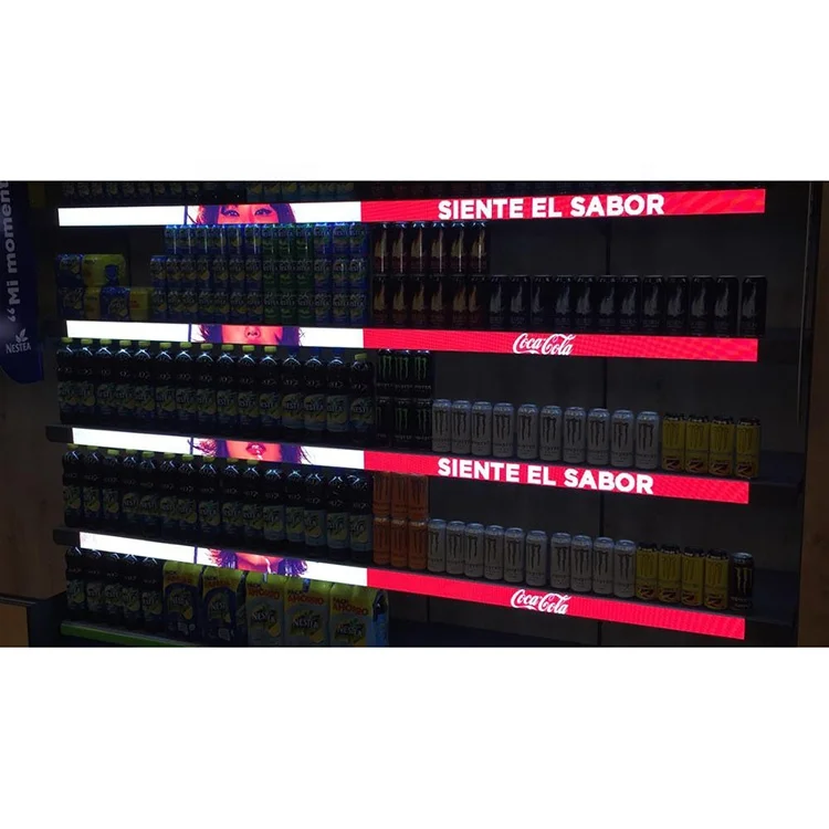 Высокая яркость GOB P1.5 Светодиодная лента для супермаркета Цифровой экран Умная светодиодная лента для супермаркета Светодиодная полка Дисплей