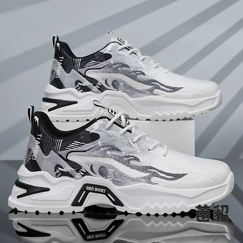 Men's Running Shoes Anti-Slip Student Sports Shoes Casual Dad Shoes Soft Bottom White Shoes Trendy All-Match Fall Season