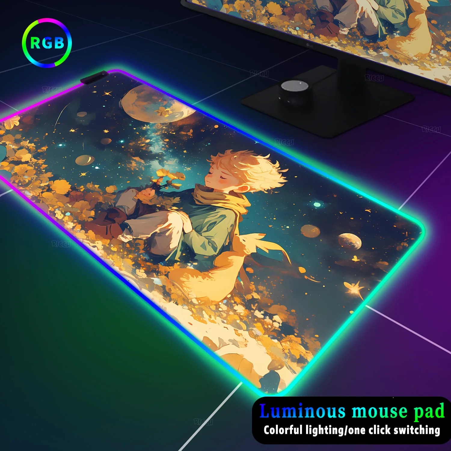 

RGB Anime mousepad kawaii The Little Prince mouse mat Non-slip lockrand Gaming Pad 900*400 Office PC Computer Laptop Desk Mat