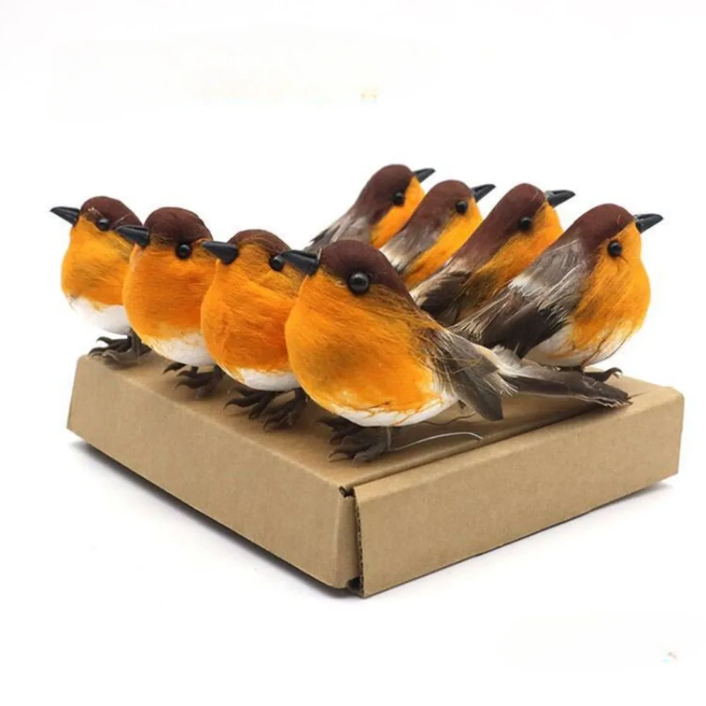 12pcs Pack Easter Thanksgiving Artificial Birds Garden Decor Robins, Suitable for Home, Events, Parties, and Gardening