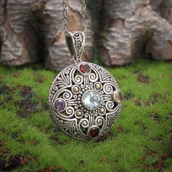 Retro Fashion Elegant Colorful Zircon Pendant Necklace Women Casual Party Jewelry Gift