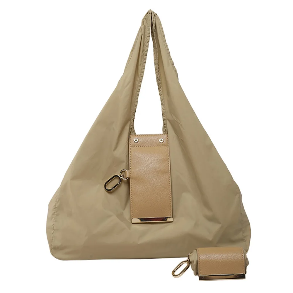 Portable Mini Keychain Tote Bag with Key Ring Expandable Supermarket Eco-Friendly Bag Large Capacity Foldable Handbag for Travel