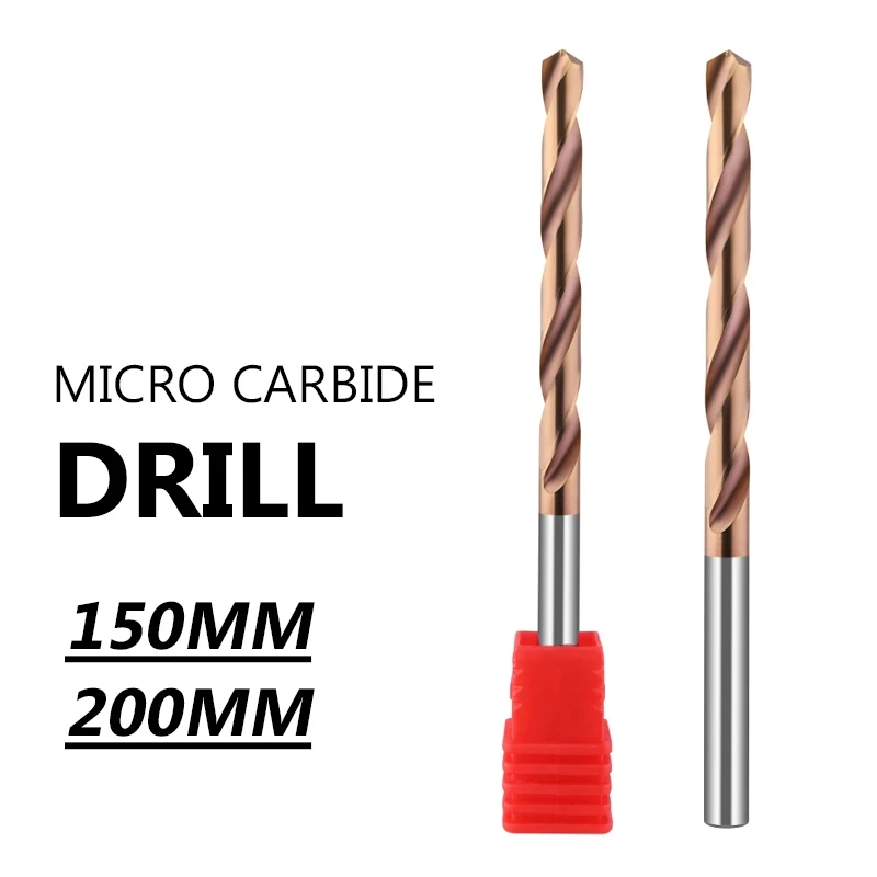 CNC Carbide Twist Drill 150 200mm Long Length 3-12 Diameter Tungsten Steel For Stainless Steel Metal Copper Metal Steel Drilling