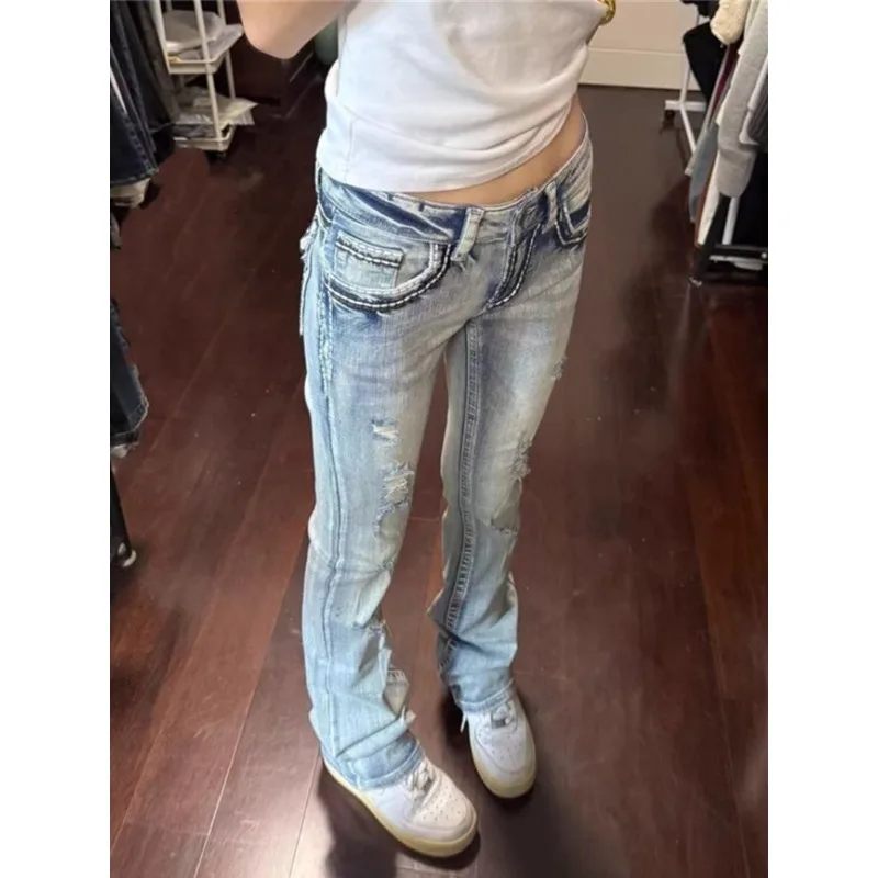 2026 Women American Spice Girls Niche Ripped Jeans Women's Summer Thin High Street Skinny Students Casual Versatile Slim