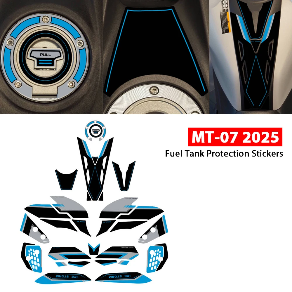

New For Yamaha MT07 MT-07 MT 07 2025 Motorcycle Fuel Tank Protection Decals Anti-scratch Protector Waterproof Stickers Kit