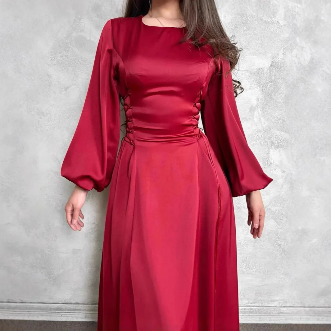 Dubai Robe Women's Solid Color Satin Long Skirt Autumn New Collection