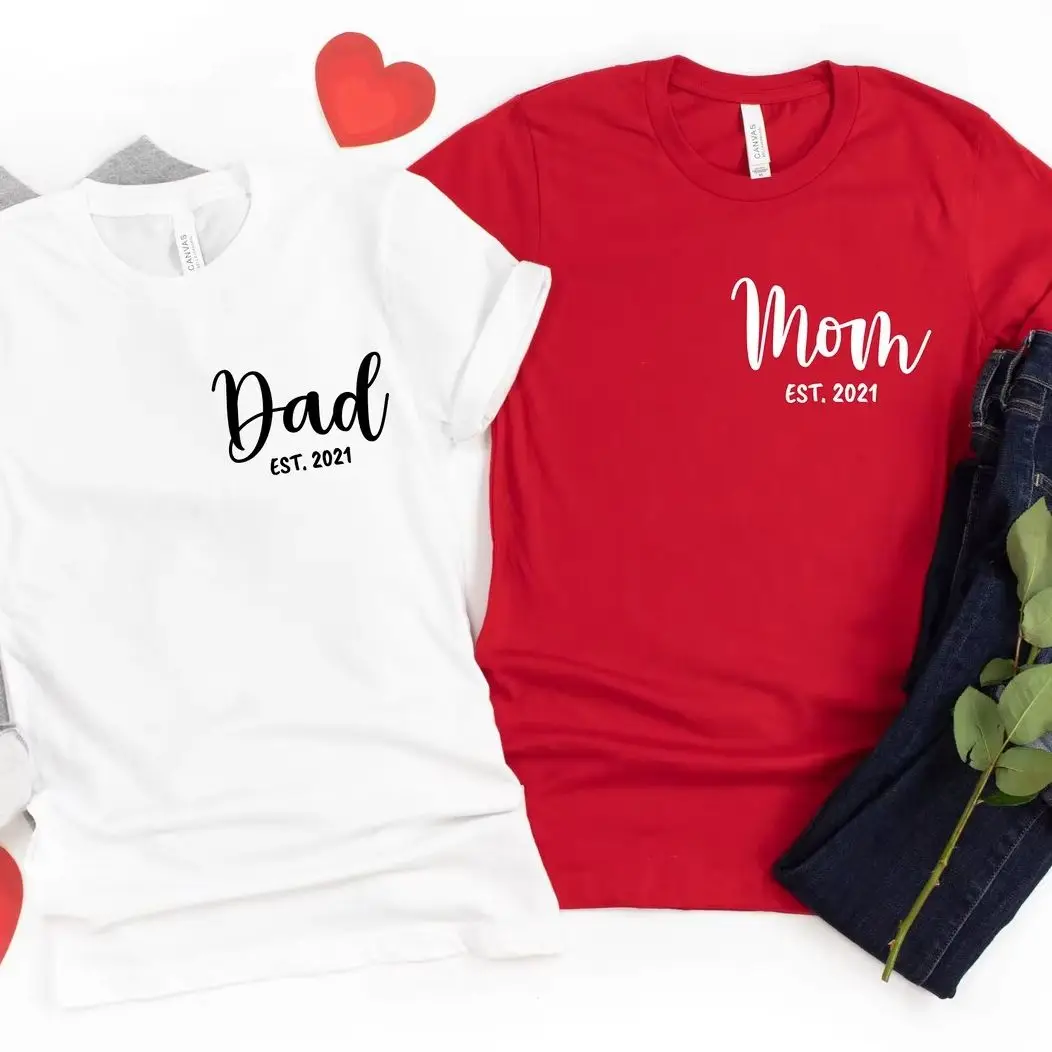 

Custom Unisex Mother Fathers Day Gifts Shirt Dad Est First Dad Design Memorial Shirt Left Chest Custom Dad Mom Nickname Shirt