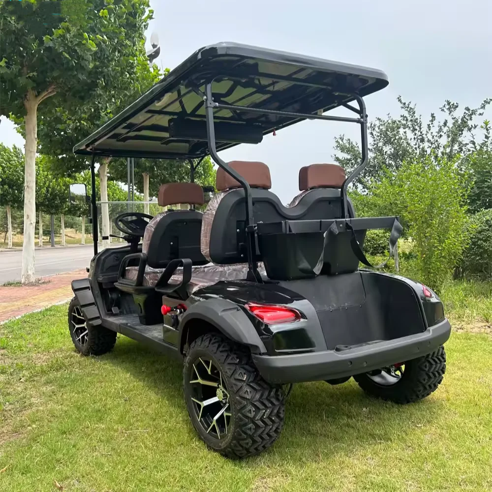 Customized New Energy Solar Panel 4 6 Seater 48/60/72V Lithium Ion Battery Lifted Off Road Sightseeing Bus Electric Golf Carts