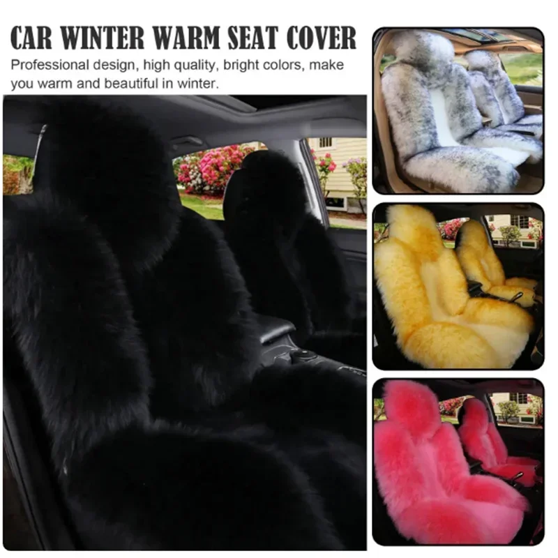 Universal Car Winter Wool Warm Front Seat Cover Luxury High Quality Australian Fur Seat Cushion Auto Interior Accessories