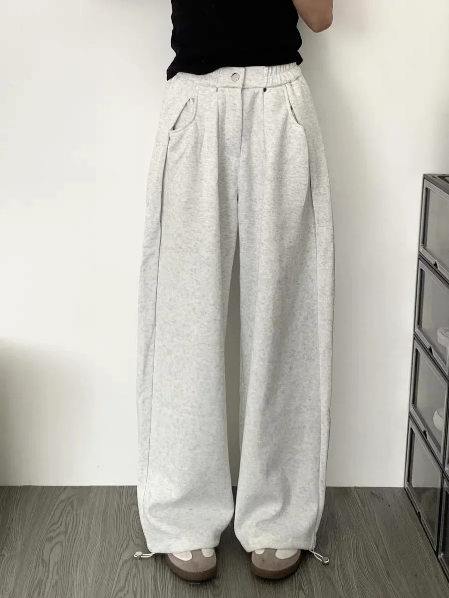 

White ey Wide Leg Pants Women's Thiened Loose Casual American Retro Loose Sports Sweatpants High Waist Long Pants
