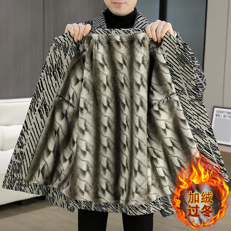 

Зимняя мужская утолщенная теплая шерстяная подкладка, смешанная куртка, мужская модная утепленная повседневная куртка, уличное пальто с тонкими лацканами