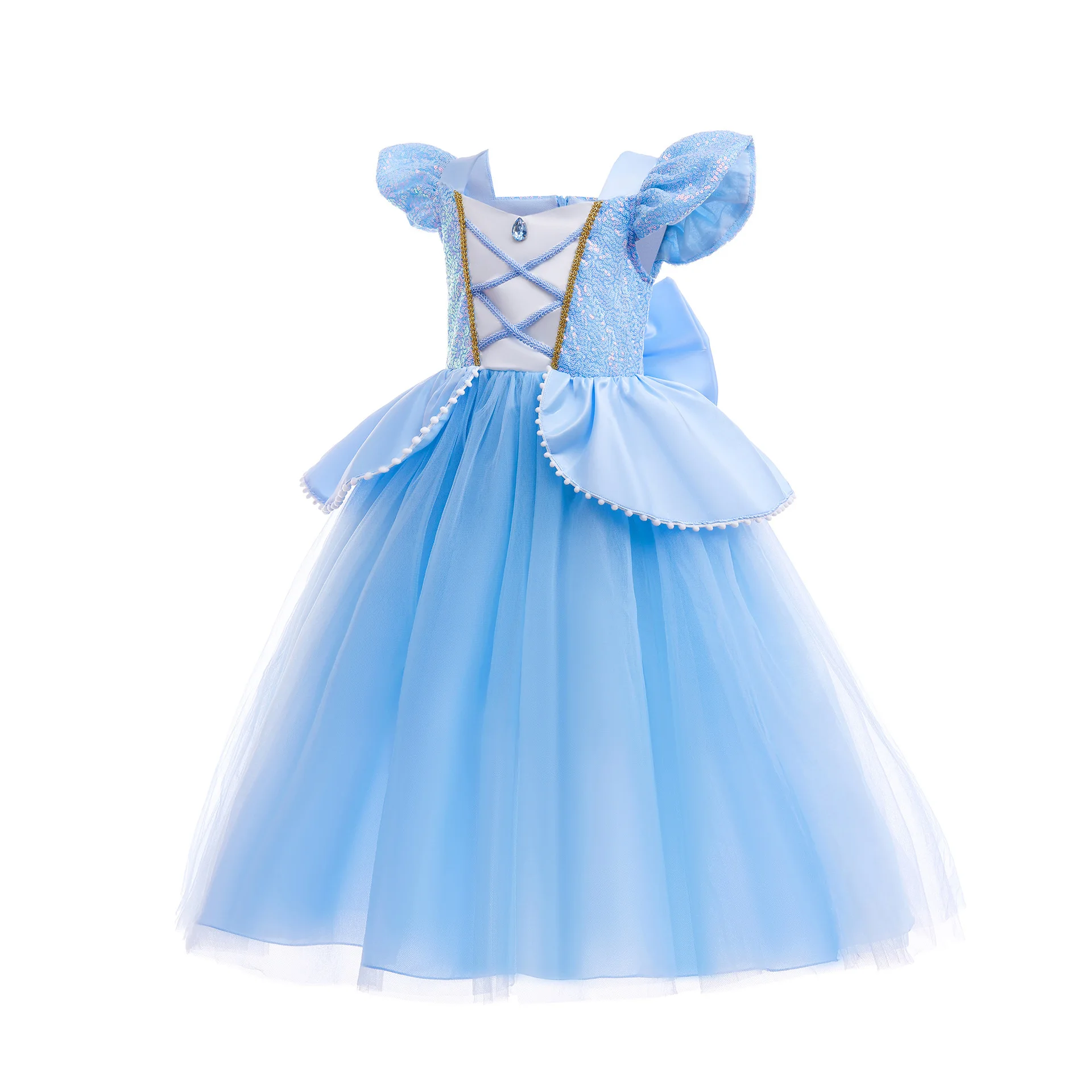 Cinderella Princess Girls Halloween Costume Cosplay Dress Children Fancy Vestidos Birthday Party Dress Clothes