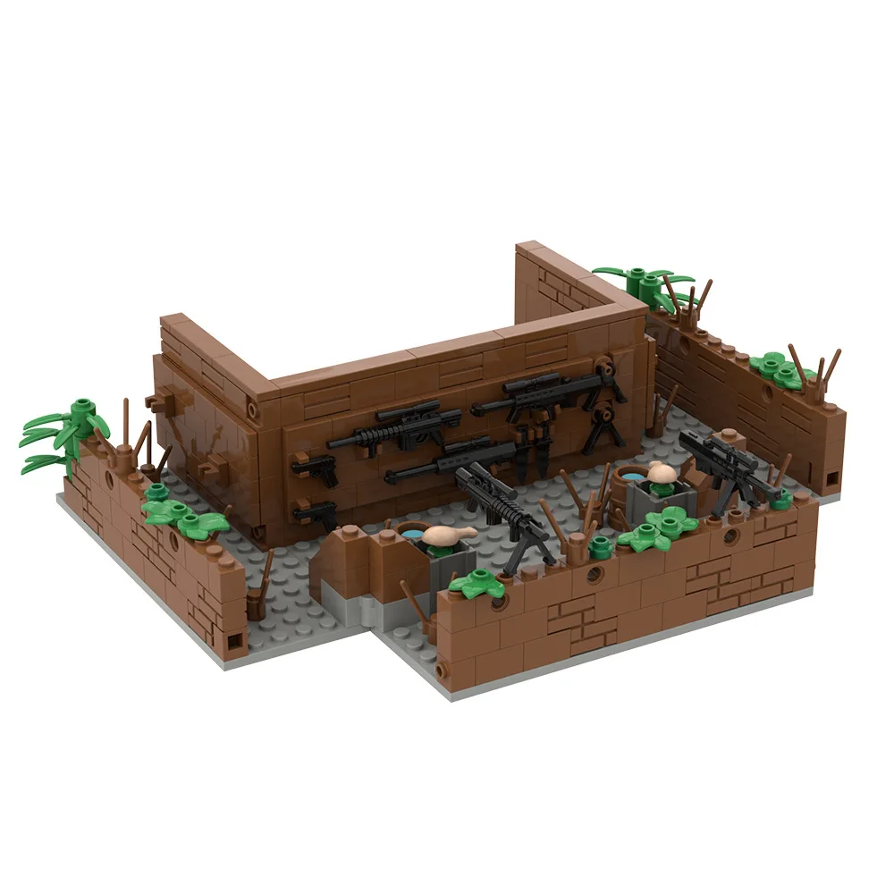 MOC Military Trench Base Bricks Toys Arsenal Fortress House Protective Network Barracks Building Blocks Compatible With LEGO