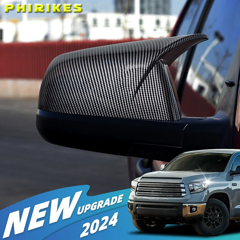 

Rearview Side Mirror Trim Cover Cap Fit For Toyota Tundra 2010-2021 External Car Accessories Glossy Black Carbon pattern