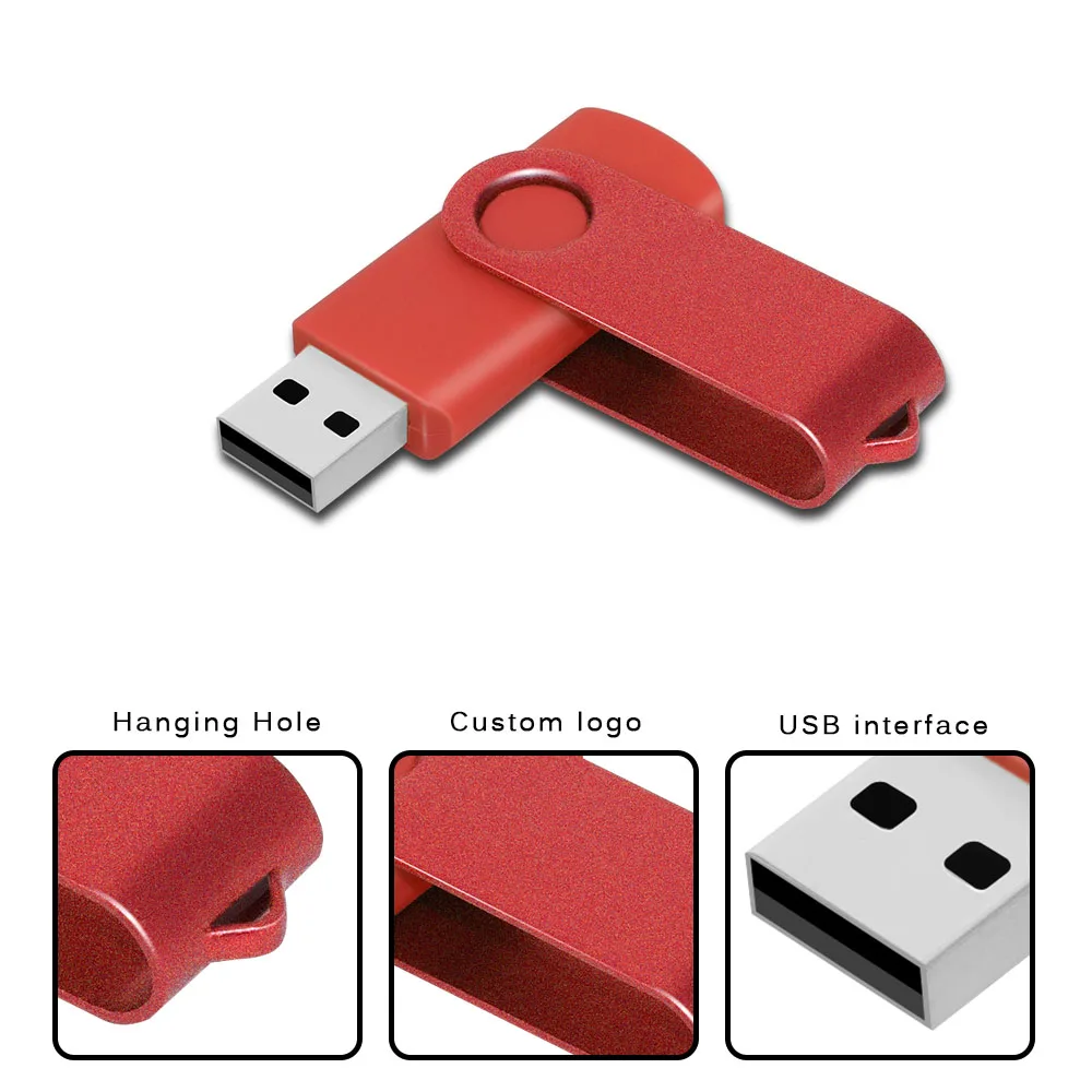 High Speed Fashion Rotatable USB 2.0 Flash Drives 64GB 32GB Pen Drive Black Waterproof Business gift Pendrive U disk