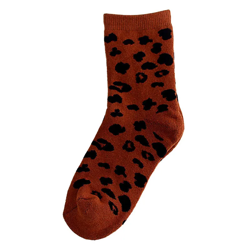 Women Socks Retro Leopard Print Cotton Terry Thick Winter Warm Sock Cotton Girl Gift Funny Kawaii Cute Sox calcetines mujer Sox