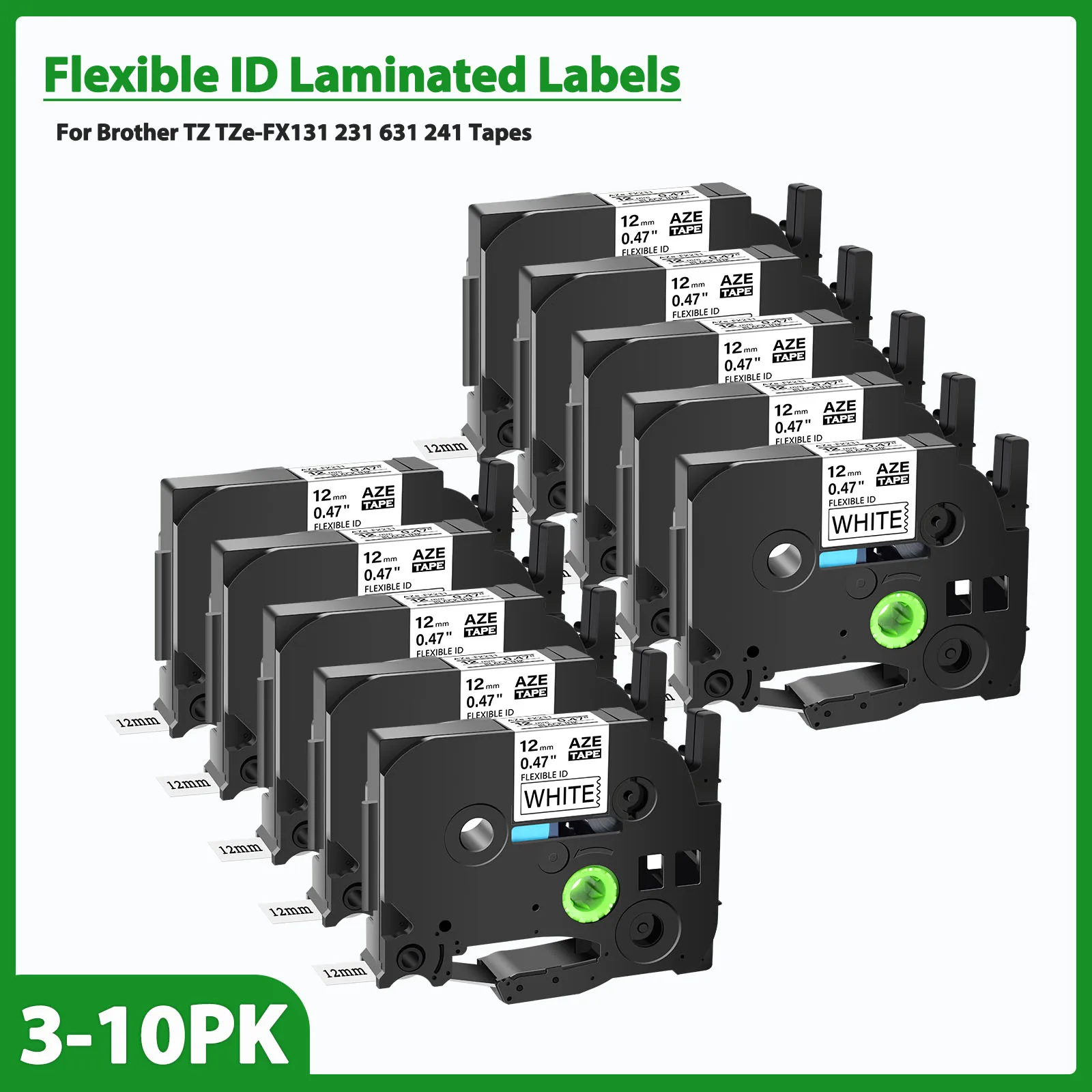 

3/5/10PCS AZE-FX231 Tapes Compatible for Brother TZ TZe-FX231 631 131 Flexible ID Laminated Labels For P-Touch PT-1010 Printer