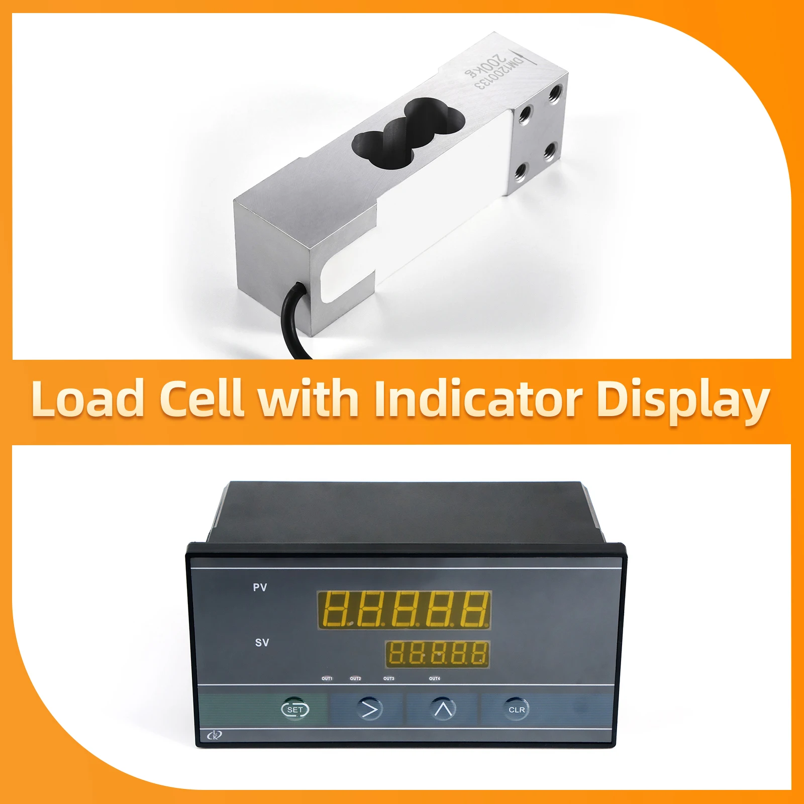 

Load Cell Sensor with 5 Digital Indicator Display,Test the Pressure Tension Gravity Sensor Beam Weighing Load Sensor 200KG