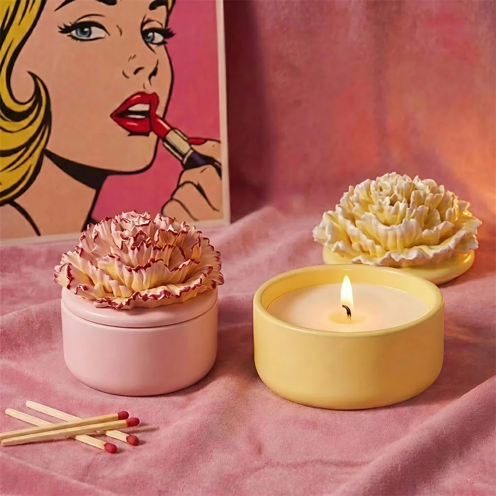 

Nicole Little Love Carnation Candle Jar Molds for Concrete Jesmonite Plaster Sustainable Candle Refill Silicone Mold Home Decor