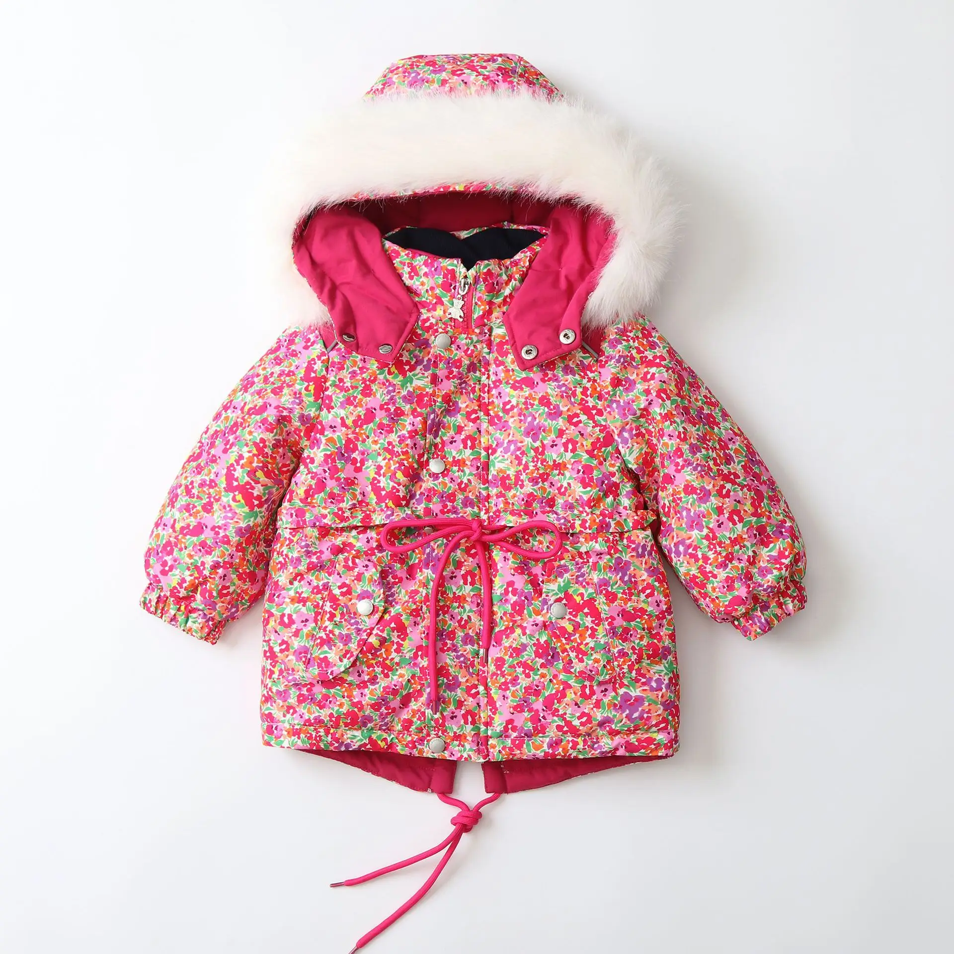 Color-blocked Cotton Children's Ski Suit Waterproof Set for Girls Outing Clothes 2 Pieces 2025 Winter New Style Kids Clothes Gir
