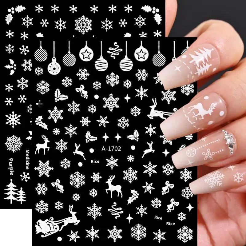 Winter Schneeflocke Weihnachten Nail Art Aufkleber weiß 3D Relief selbstklebende Nail Art Dekoration Aufkleber Nagel Charme Maniküre Aufkleber