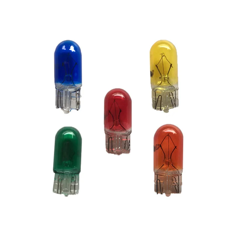 10 Uds T10 W5W 12V bombilla halógena colorida para coche para luz lateral de puerta de lectura