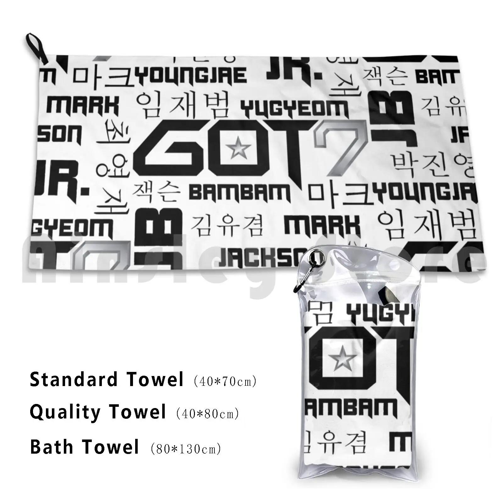 Got7 Bath Towel Beach Cushion Got7 Kpop Korean Pop Bambam Jackson Jr Mark Youngjae Yugyeom Jb Black White Got