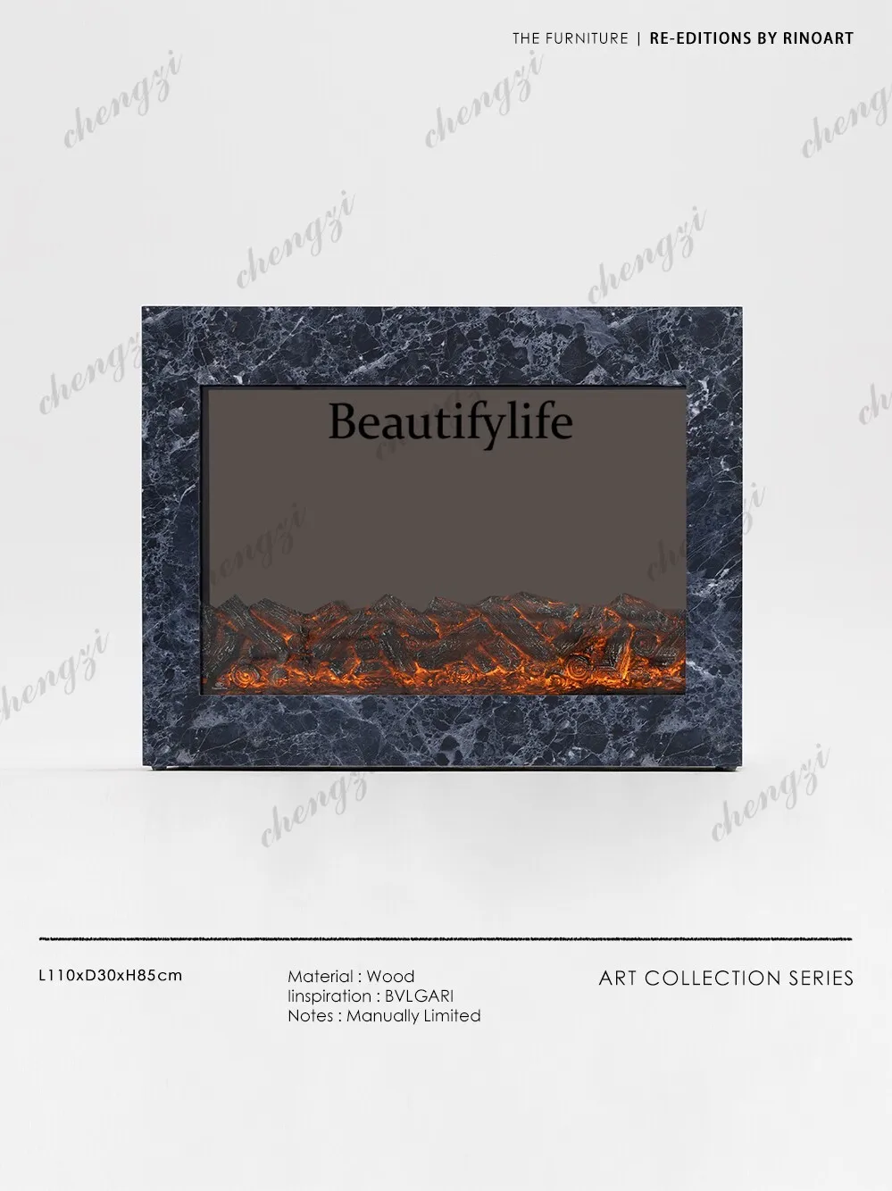 Simulation fire fireplace solid wood decorative pattern storage side cabinet