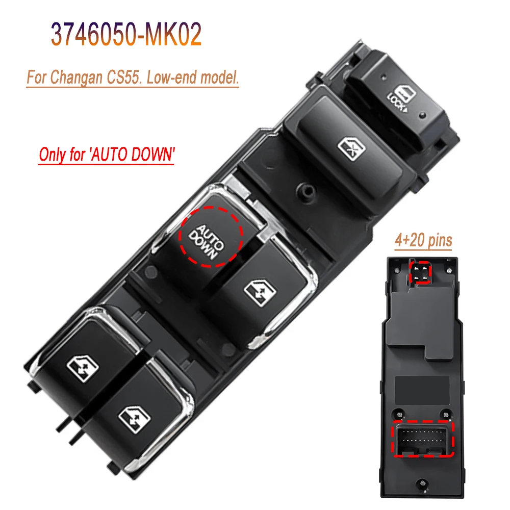 For Changan CS55 Low-end model Front Left Power Window Control Switch Lifter Button 3746050-MK02 Car Accessories