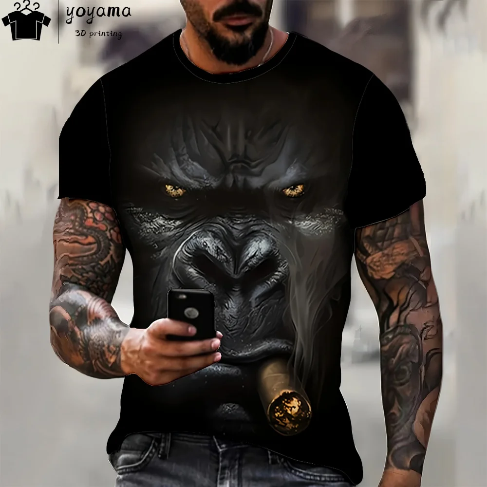 

Футболки с забавным рисунком животных, модная одежда, летняя мужская одежда, футболка с круглым вырезом и короткими рукавами, свободная футболка, модная мужская одежда